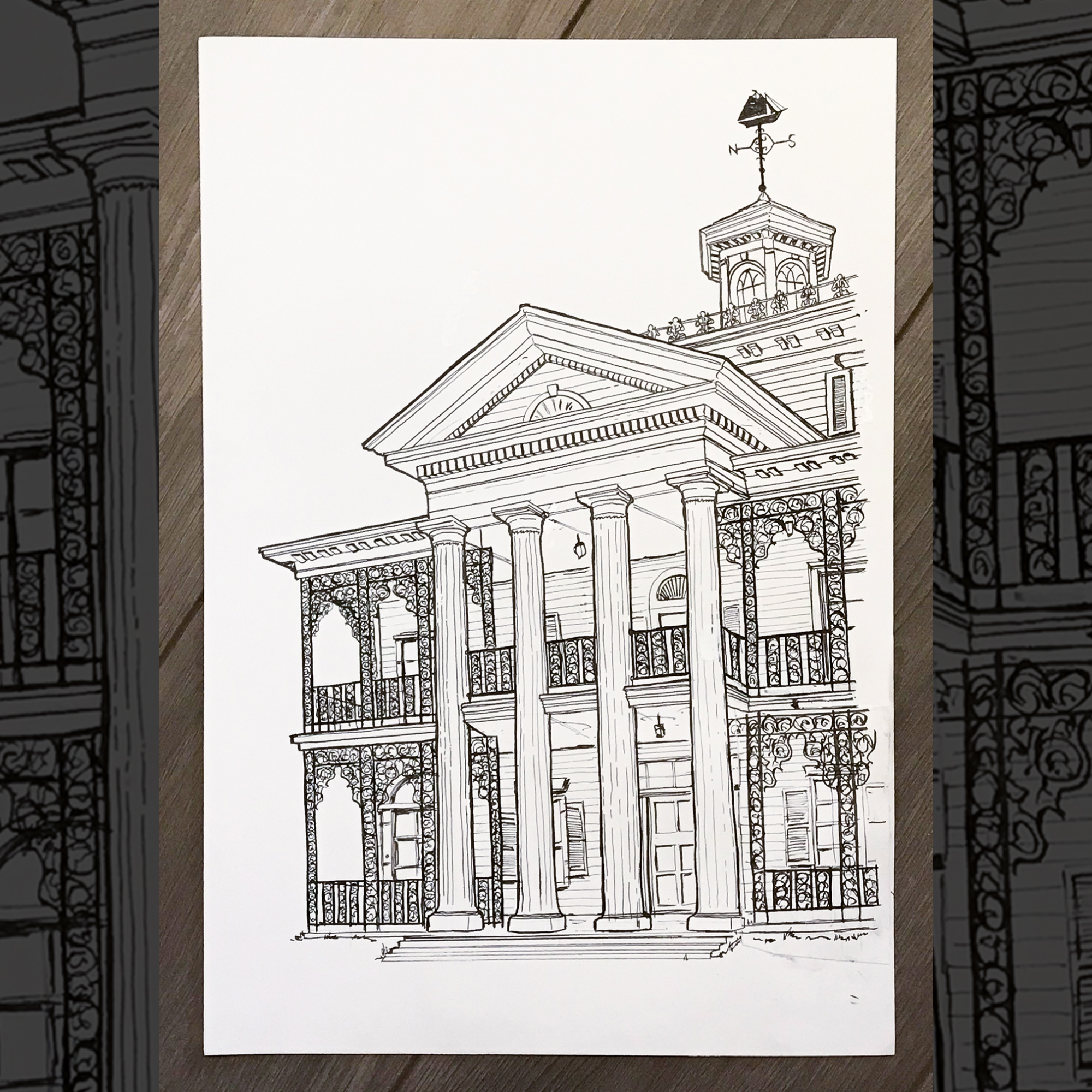 Haunted Mansion Disneyland Original Drawing Timothy Anderson Design